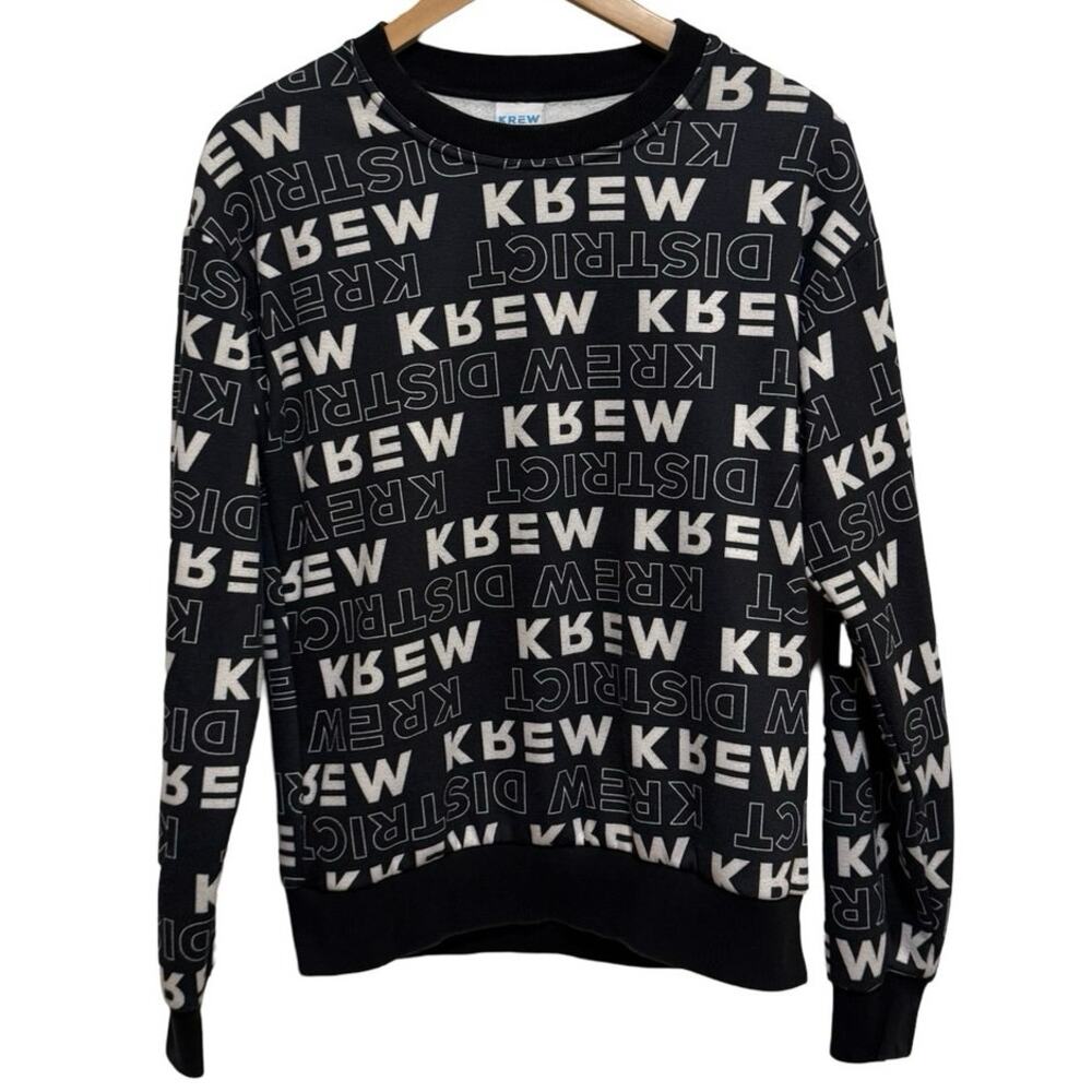 KREW Crewneck Sweatshirt YL youth large Black Skateboard logo kids fleece lining